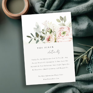 Cartão De Informações Detalhes de casamento de peônias cor-de-rosa com f