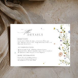 Cartão De Informações Detalhes de Casamento de Prado de Flores Silvestre