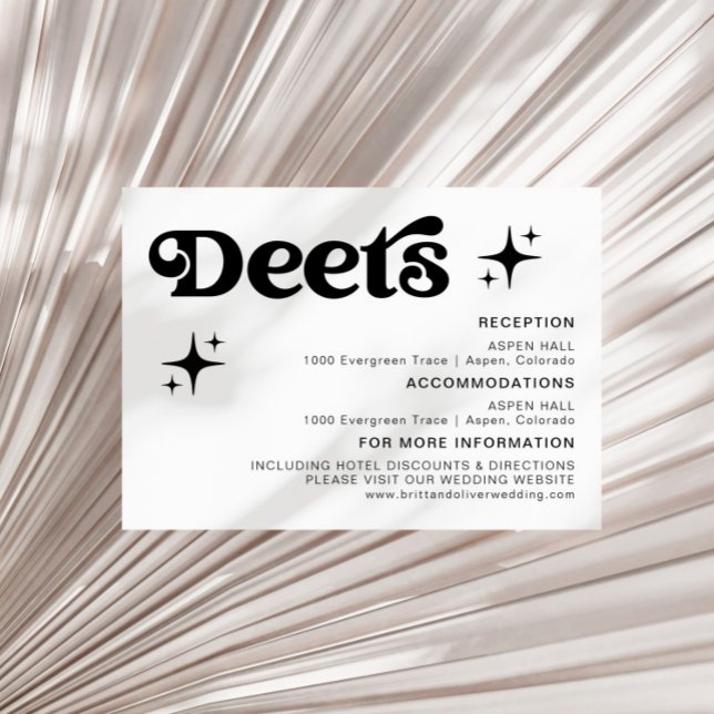 Cartão De Informações Detalhes De Casamento De Preto E Branco Modernos (Criador carregado)