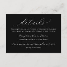 Detalhes de Casamento de Script Branco Preto Moder