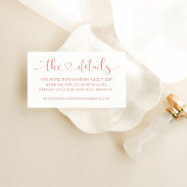 Cartão De Informações Detalhes de Casamento de Script de Coração Dourado