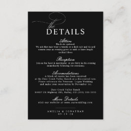 Cartão De Informações Detalhes de Casamento de Script Minimalista Modern