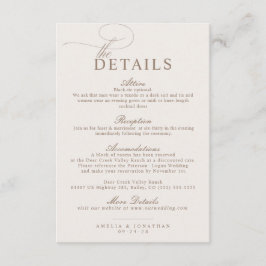 Cartão De Informações Detalhes de Casamento de Script Minimalista Modern