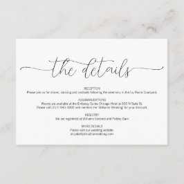 Cartão De Informações Detalhes de Casamento de Script Mínimo Simples