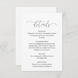 Cartão De Informações Detalhes de Casamento de Script Mínimo Simples