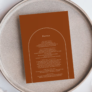 Cartão De Informações Detalhes de Casamento de Terracota com Arco Boho S