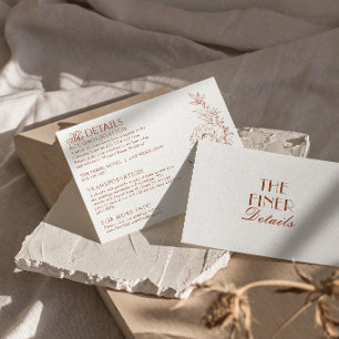 Cartão De Informações Detalhes de Casamento de Terracota Floral Laranja 