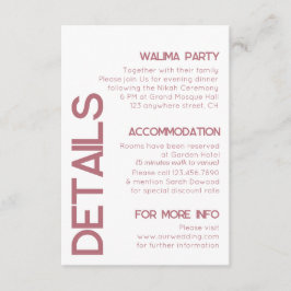 Cartão De Informações Detalhes de Casamento de Tipografia Dourada Branca