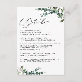 Cartão De Informações Detalhes de Casamento de Verde Botânica Elegante