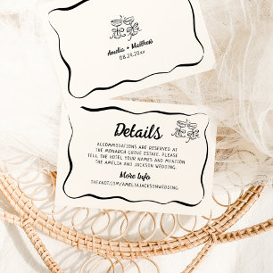 Cartão De Informações Detalhes de Casamento Desenhados à Mão Modernos e