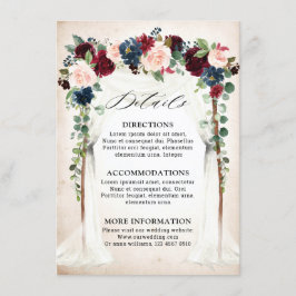 Cartão De Informações Detalhes de Casamento do Arco Floral do Marinho Bl