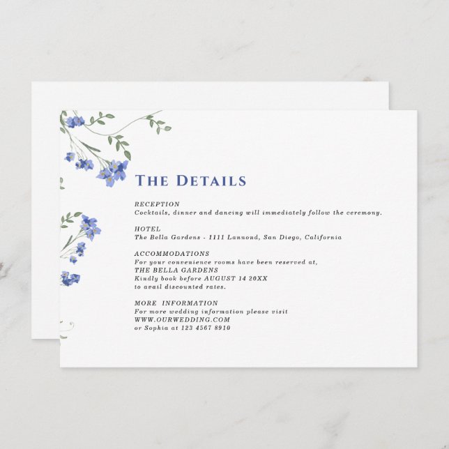 Cartão De Informações Detalhes de Casamento do Código de Vidraça e QR (Frente/Verso)