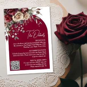 Cartão De Informações Detalhes de Casamento do Código QR do Arch de Rosa