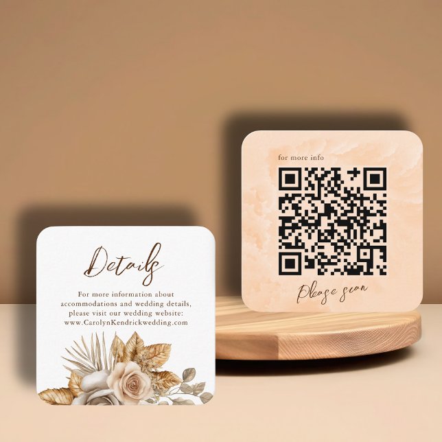 Cartão De Informações Detalhes de Casamento do Código QR do Ênfase Flora (Criador carregado)