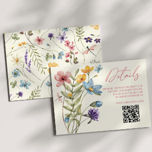 Cartão De Informações Detalhes de Casamento do Código QR do Flor Selvage