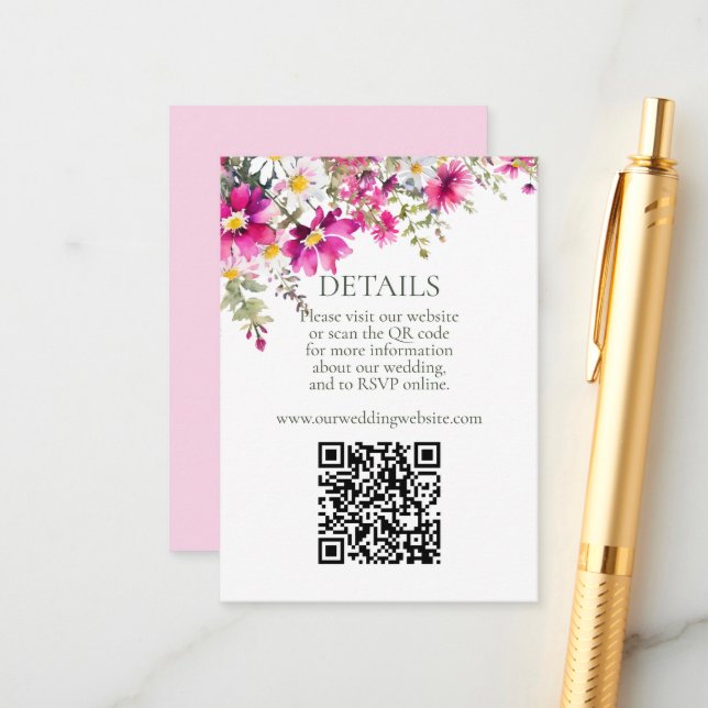 Cartão De Informações Detalhes de Casamento do Código QR do Flores Selva (Frente/Verso In Situ)