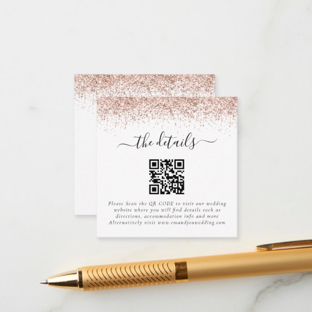 Cartão De Informações Detalhes de Casamento do Código QR do Mini Rosa Do (Frente/Verso In Situ)