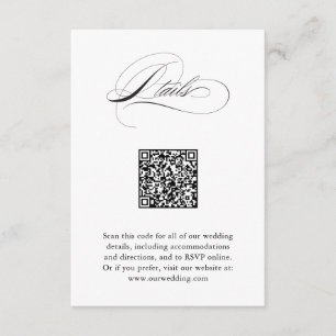 Cartão De Informações Detalhes de Casamento do Código QR do Script Elega