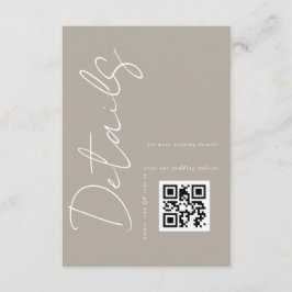 Cartão De Informações Detalhes de Casamento do Código QR do Taupe Beige 