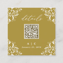Detalhes de Casamento do Código QR Dourado Elegant