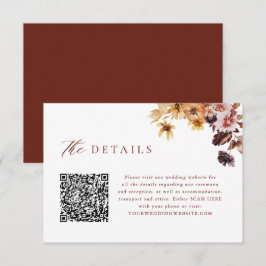 Cartão De Informações Detalhes de Casamento do Código QR Floral de Queda