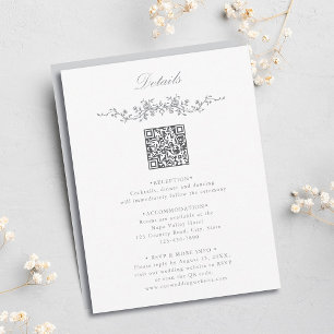 Cartão De Informações Detalhes de Casamento do Código QR Floral Floral d