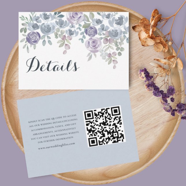 Cartão De Informações Detalhes de Casamento do Código QR Floral Rustic B (Criador carregado)