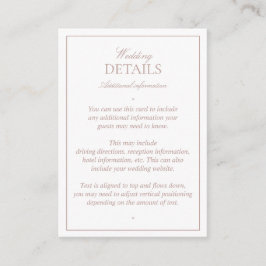 Cartão De Informações Detalhes de Casamento do Monograma do Script Cláss