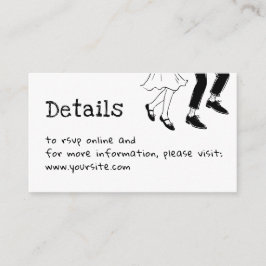 Cartão De Informações Detalhes de Casamento Doodle + Código QR | Preto e
