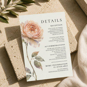 Cartão De Informações Detalhes de Casamento Editorial Elegante Peônia Pê