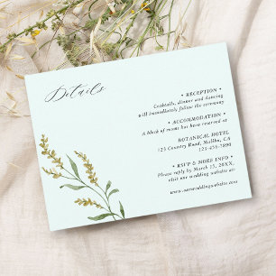Cartão De Informações Detalhes de casamento elegante com flor de menta 