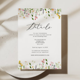 Cartão De Informações Detalhes de casamento elegante de flores silvestre