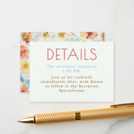 Cartão De Informações Detalhes de casamento elegante floral colorido vin