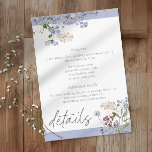 Cartão De Informações Detalhes de Casamento Elegante Jardim de Flor Silv