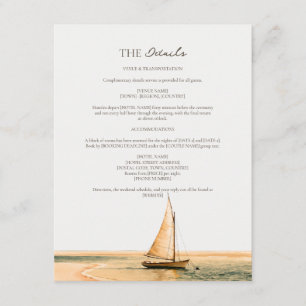 Cartão De Informações Detalhes de Casamento Elegante na Costa Caribenha