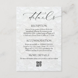 Cartão De Informações Detalhes de Casamento Elegante Preto e Branco QR
