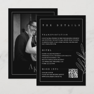 Cartão De Informações Detalhes de Casamento Elegante Preto Rústico de Li