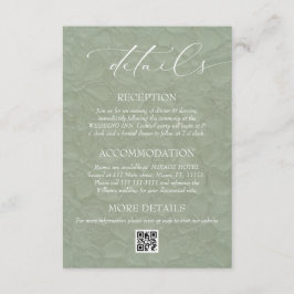 Cartão De Informações Detalhes de Casamento Elegante Verde Floral QR