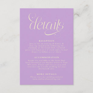 Cartão De Informações Detalhes de Casamento Elegante Wisteria
