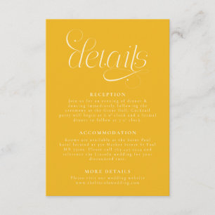 Cartão De Informações Detalhes de Casamento Elegantes Amarelo