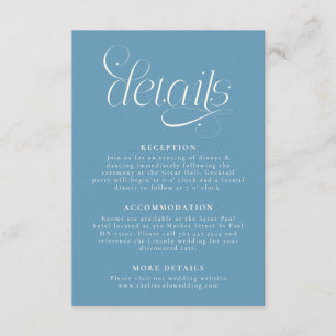 Cartão De Informações Detalhes de Casamento Elegantes Azul Jeans