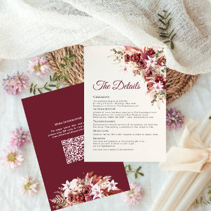 Cartão De Informações Detalhes de Casamento Elegantes com Aguarela em Bu