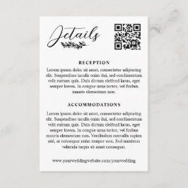 Cartão De Informações Detalhes de Casamento Elegantes com Código QR Spri