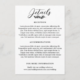 Cartão De Informações Detalhes de Casamento Elegantes com Ramalhete de V