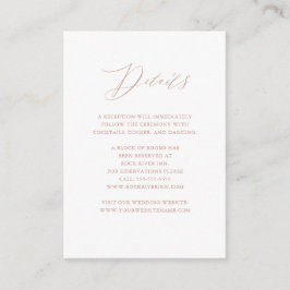 Cartão De Informações Detalhes de Casamento Elegantes com Rosa Dourada e