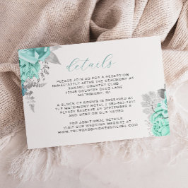 Cartão De Informações Detalhes de Casamento Elegantes em Água com Flora