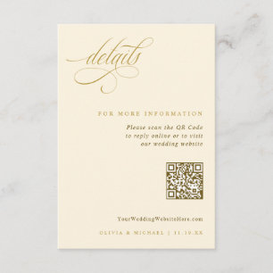 Cartão De Informações Detalhes de Casamento Elegantes em Dourado e Ecru