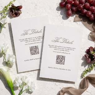 Cartão De Informações Detalhes de Casamento Elegantes em Marfim e Marrom