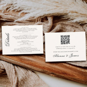 Cartão De Informações Detalhes de Casamento Elegantes em Preto e Branco