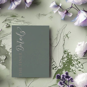 Cartão De Informações Detalhes de Casamento Elegantes em Verde Sage